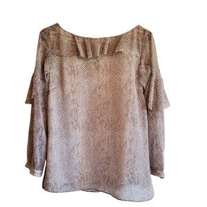 Banana Republic Ruffle Blouse Harriet Snake Neutral Medium